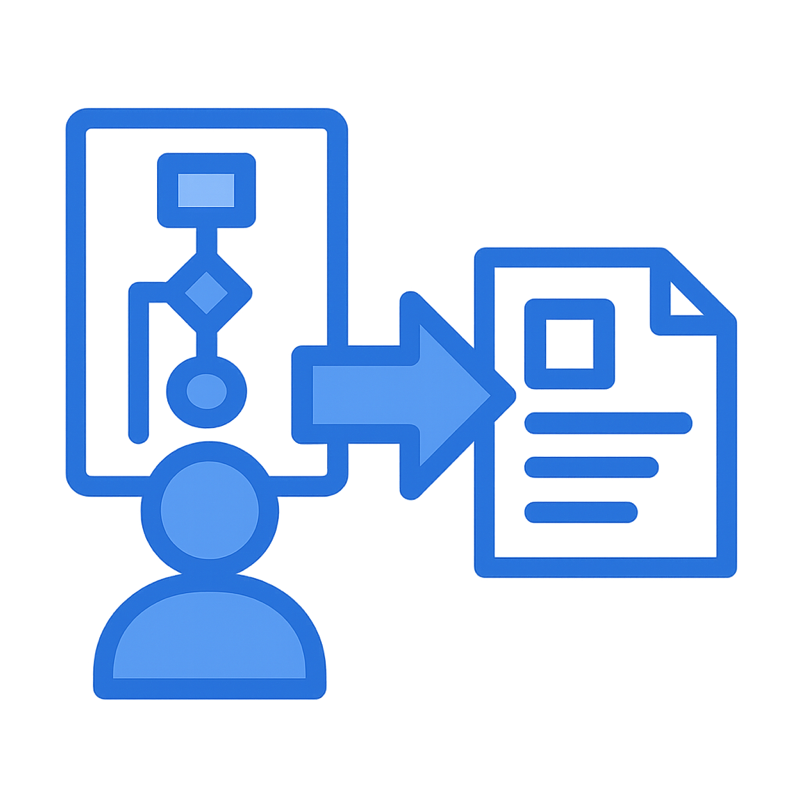 Ilustración de un diagrama complejo siendo simplificado en pasos claros